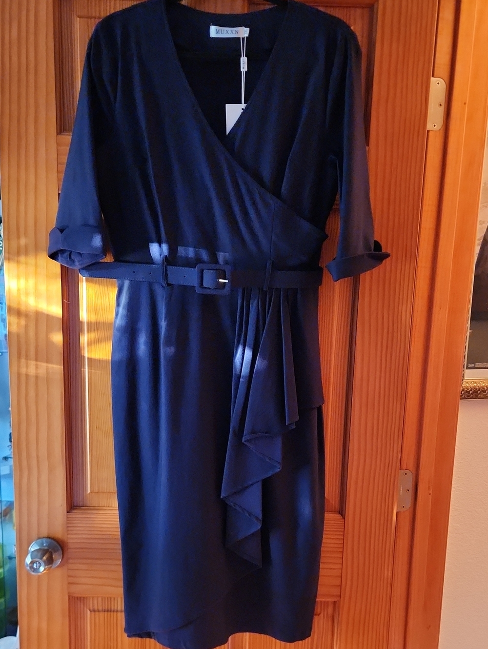 NWT Navy Blue Vintage Pinup Style Midi Dress L